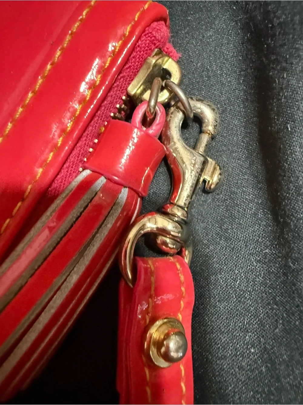 Dooney & Bourke Hot Pink Patent Wristlet Clutch with Detachable Strap